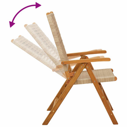 Set Pranzo da Giardino 7 pz Beige Polyrattan e Legno Massello