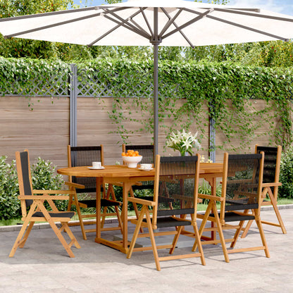 Set Pranzo da Giardino 7 pz Nero Polyrattan e Legno Massello - homemem39