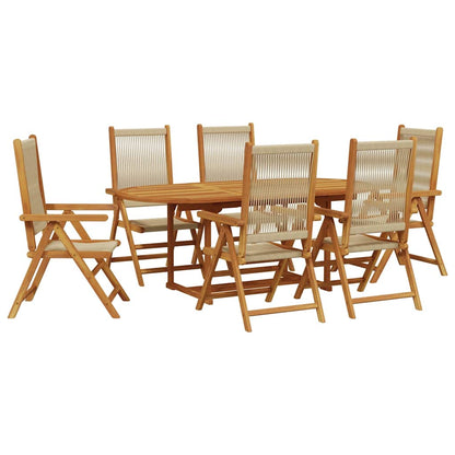 Set Pranzo da Giardino 7 pz Beige Polipropilene/ Legno Massello | homemem39