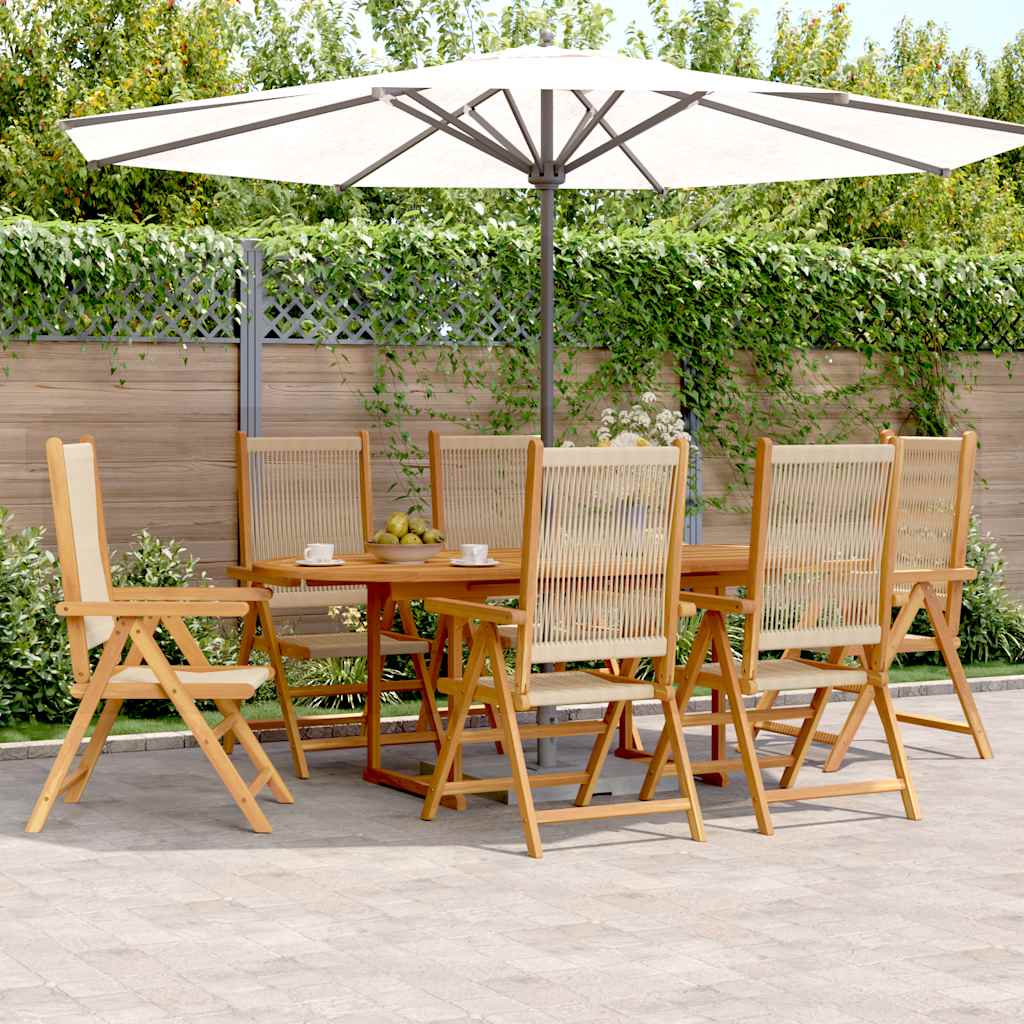 Set Pranzo da Giardino 7 pz Beige Polipropilene/ Legno Massello | homemem39