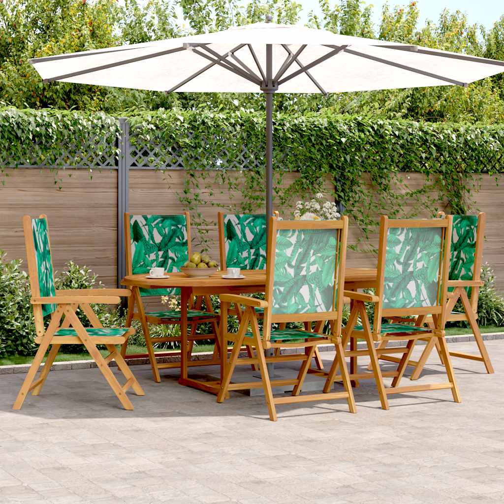 Set Pranzo da Giardino 7 pz Foglie in Tessuto e Legno Massello | homemem39
