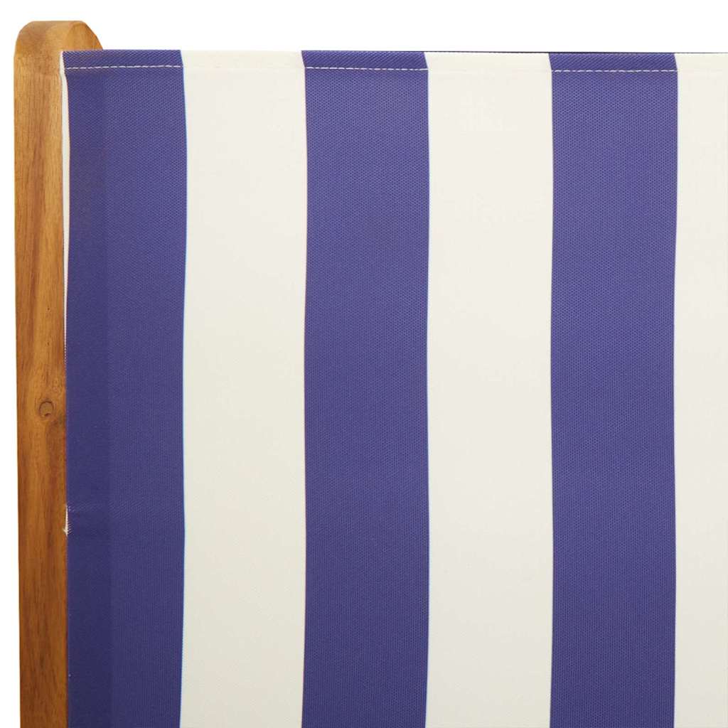 Set Pranzo Giardino 7pz Blu e Bianco Tessuto e Legno Massello