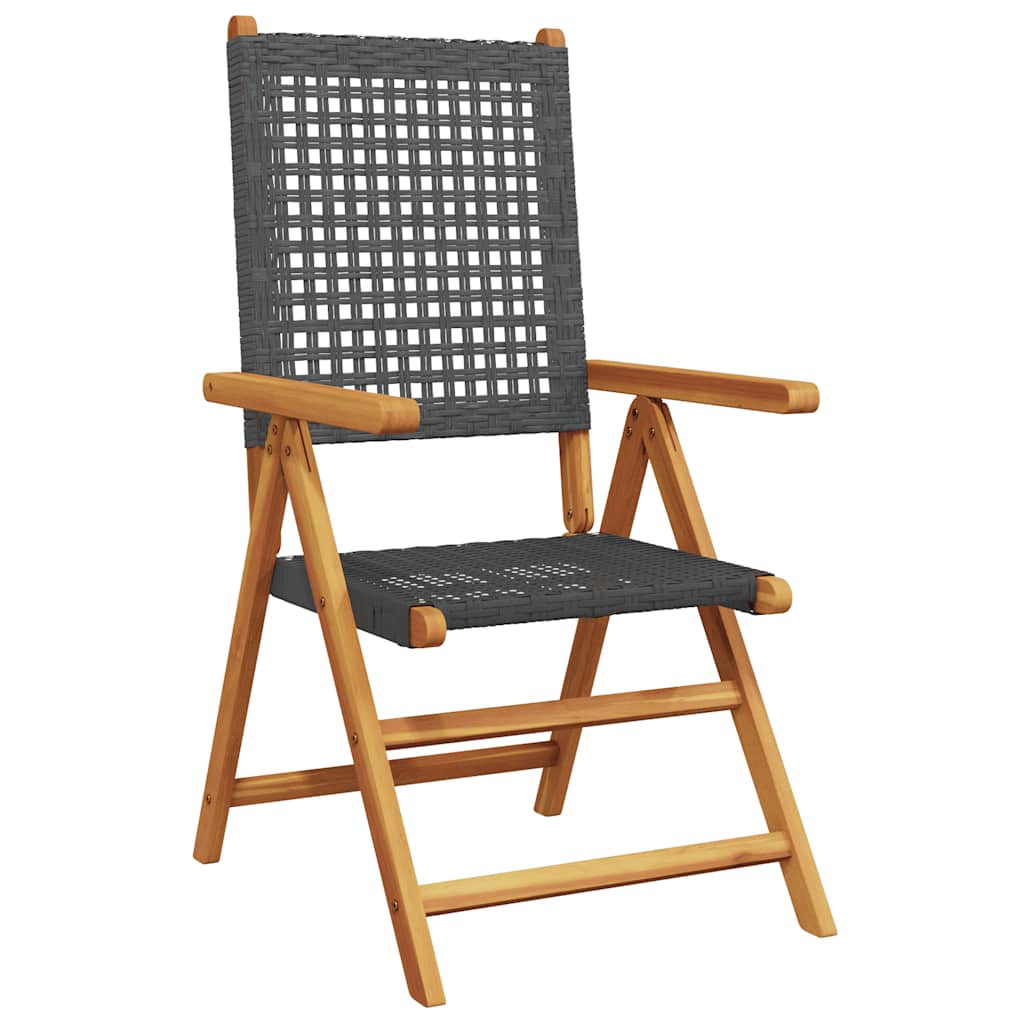 Set Pranzo Giardino 7 pz Nero in Polyrattan e Legno Massello | homemem39