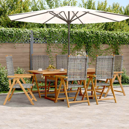 Set Pranzo da Giardino 7 pz Grigio Polyrattan e Legno Massello | homemem39