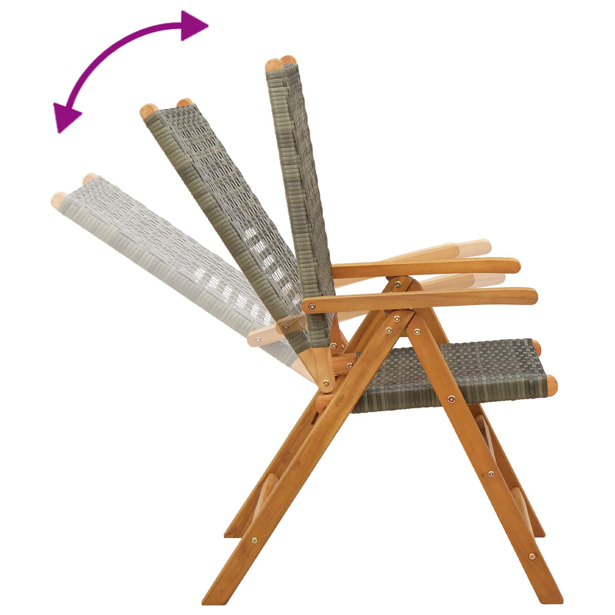 Set Pranzo da Giardino 7 pz Grigio Polyrattan e Legno Massello