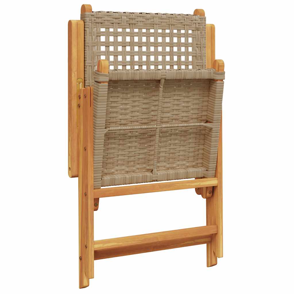 Set Pranzo da Giardino 7 pz Beige Polyrattan e Legno Massello | homemem39