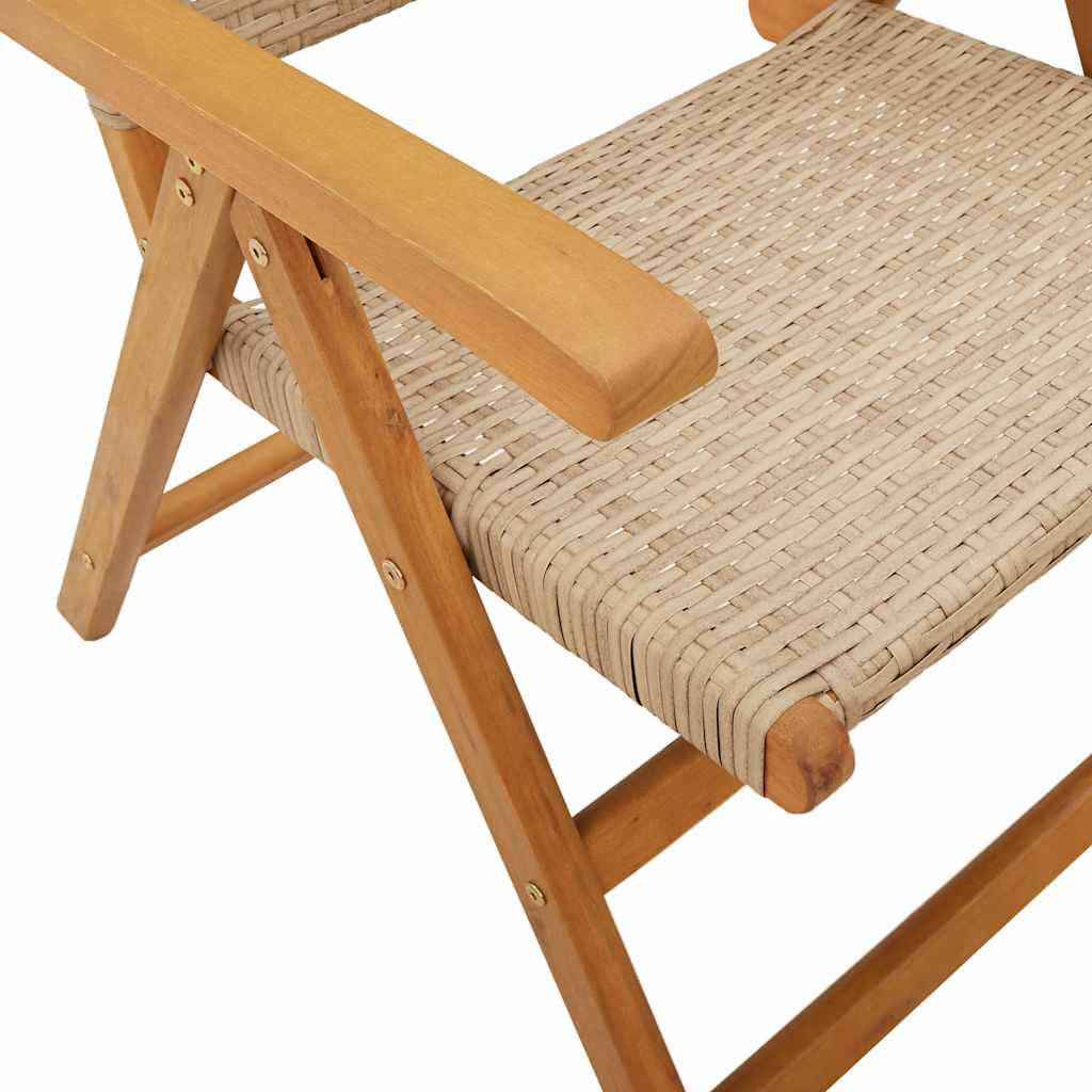 Set Pranzo da Giardino 7 pz Beige Polyrattan e Legno Massello | homemem39