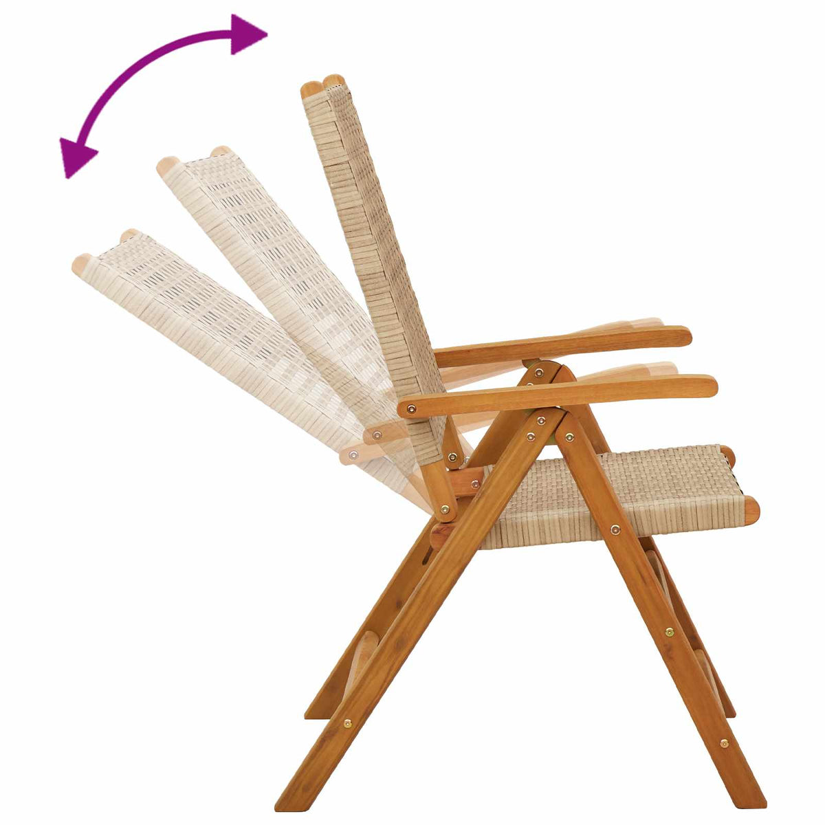 Set Pranzo da Giardino 7 pz Beige Polyrattan e Legno Massello