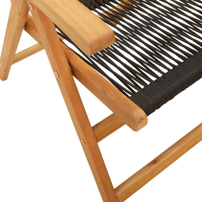 Set Pranzo da Giardino 7 pz Nero Polyrattan e Legno Massello | homemem39