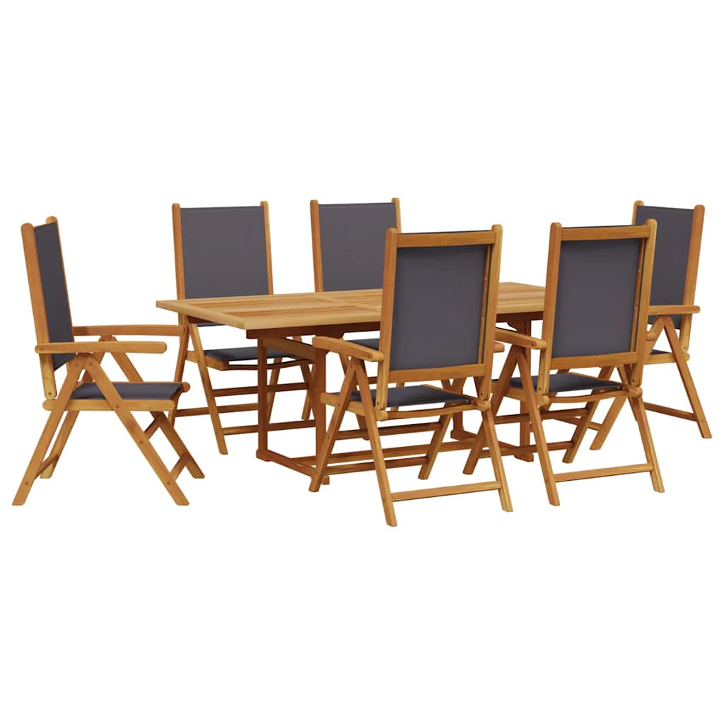 Set Pranzo da Giardino 7 pz Antracite Tessuto e Legno Massello