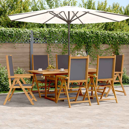 Set Pranzo da Giardino 7 pz Antracite Tessuto e Legno Massello | homemem39
