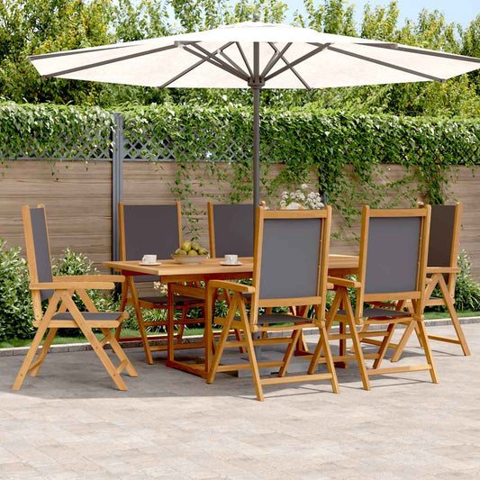 Set Pranzo da Giardino 7 pz Antracite Tessuto e Legno Massello | homemem39