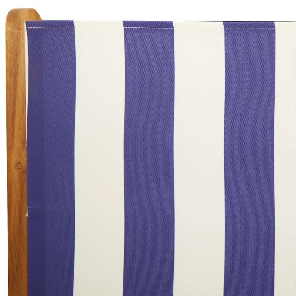 Set Pranzo Giardino 7pz Blu e Bianco Tessuto e Legno Massello