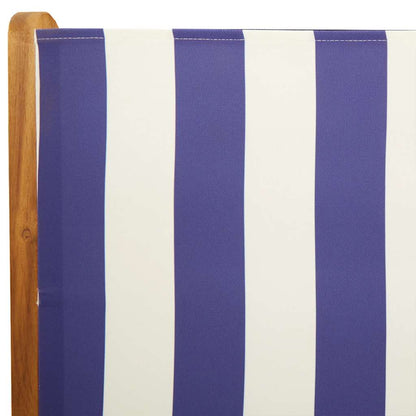 Set Pranzo Giardino 7pz Blu e Bianco Tessuto e Legno Massello