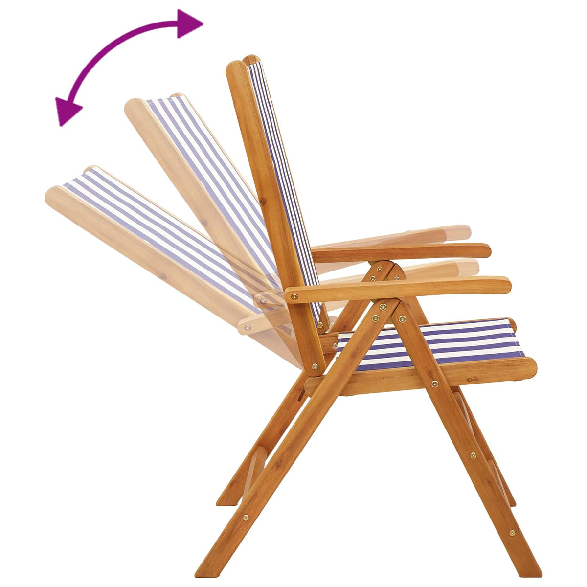 Set Pranzo Giardino 7pz Blu e Bianco Tessuto e Legno Massello
