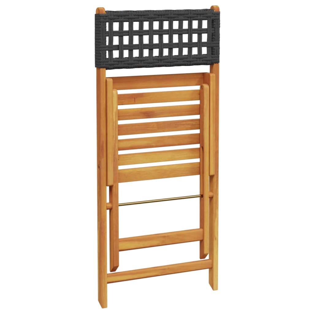 Set da Bistrot 3 pz Nero in Polyrattan e Legno Massello | homemem39
