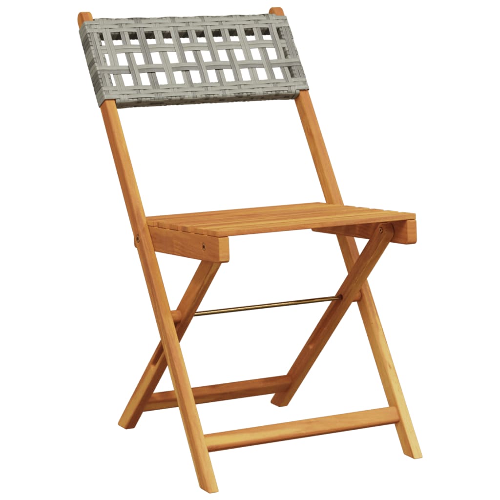 Set da Bistrot 3 pz Grigio in Polyrattan e Legno Massello | homemem39
