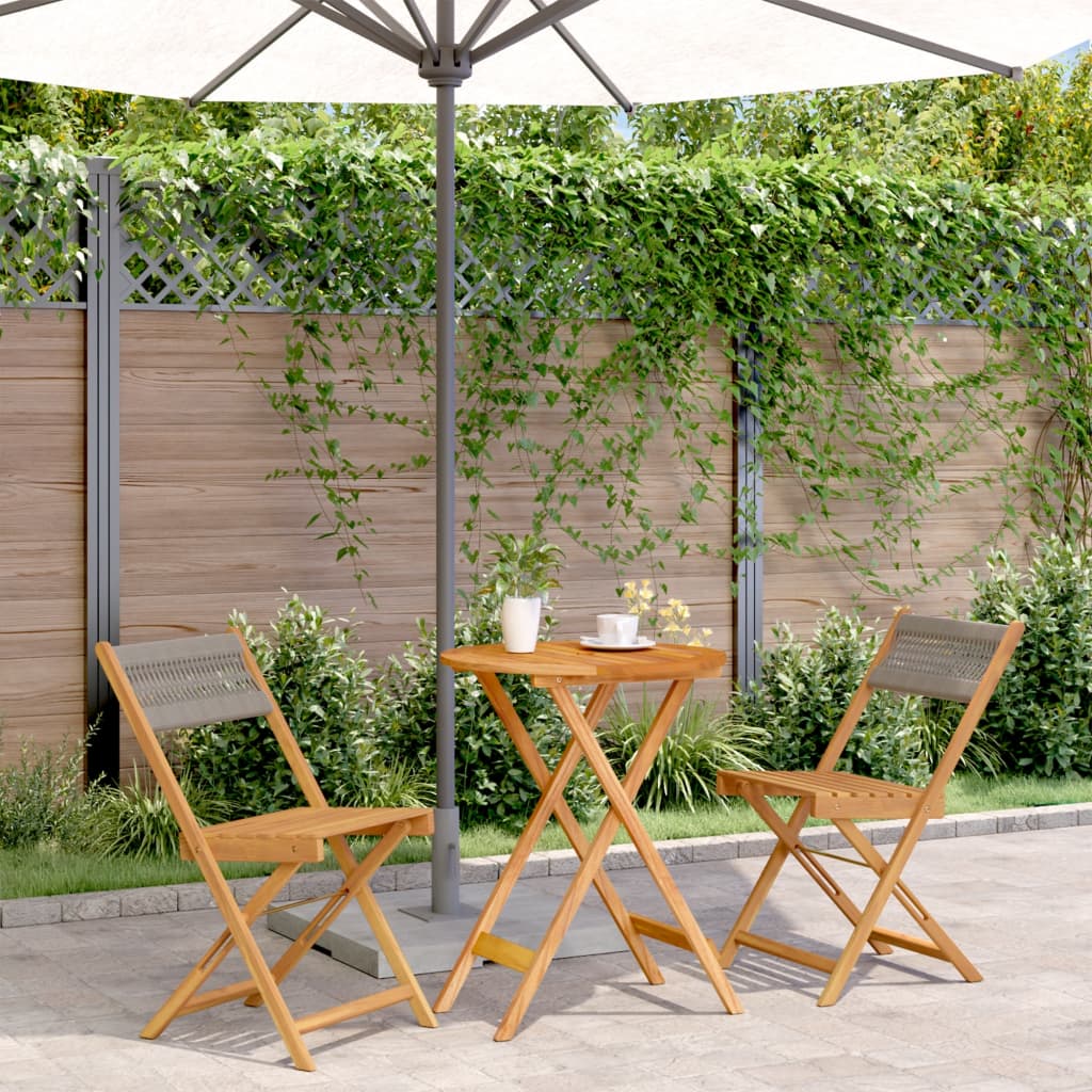 Set da Bistrot 3pz Grigio in Polipropilene e Legno Massello | homemem39
