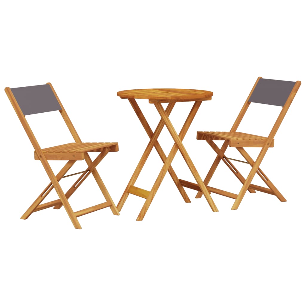 Set da Bistrot 3pz Antracite in Tessuto e Legno Massello | homemem39