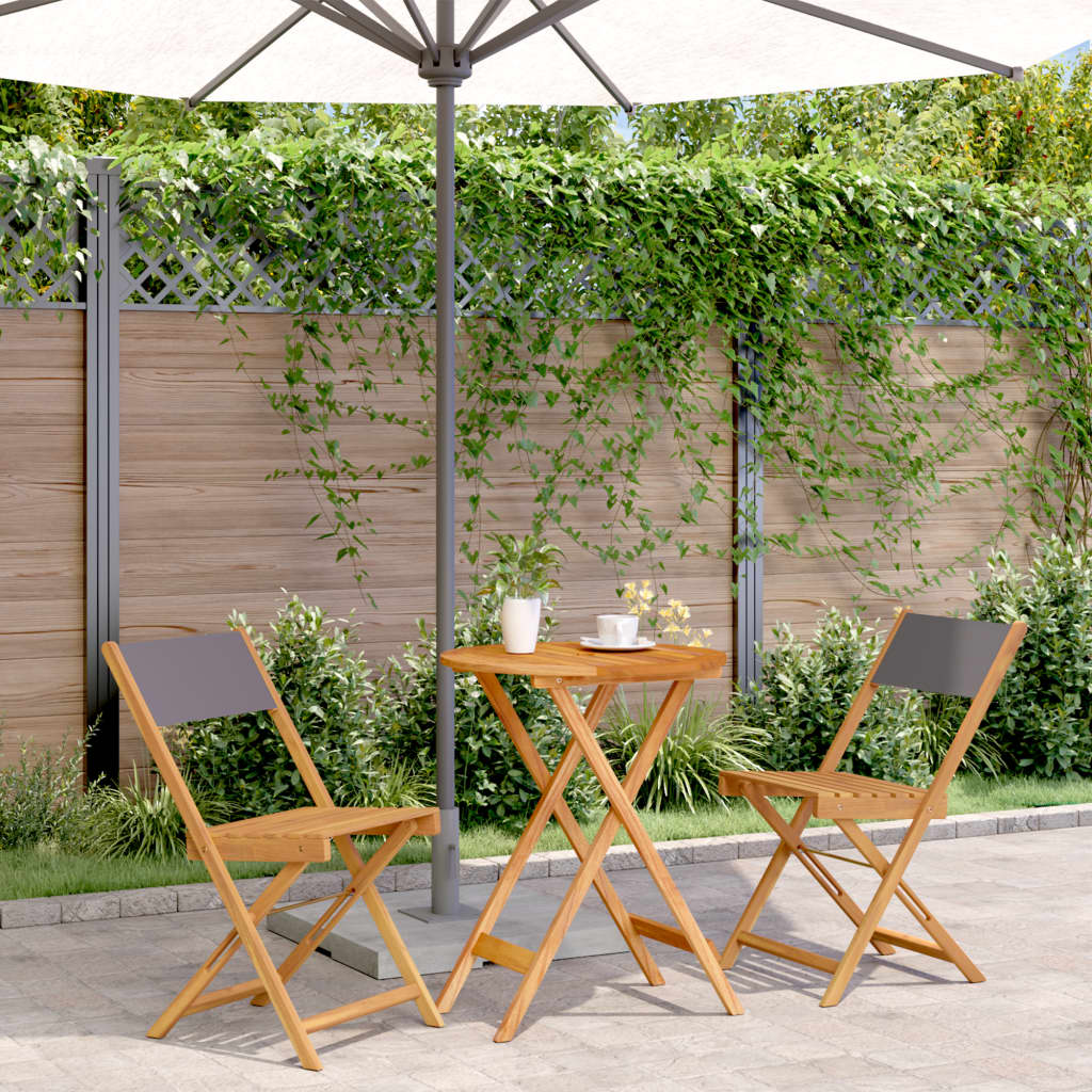 Set da Bistrot 3pz Antracite in Tessuto e Legno Massello | homemem39