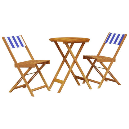 Set da Bistrot 3pz Blu e Bianco in Tessuto e Legno Massello | homemem39