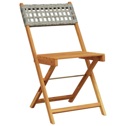 Set da Bistrot 3 pz Grigio in Polyrattan e Legno Massello | homemem39