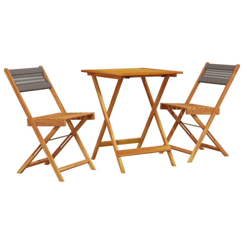 Set da Bistrot 3pz Grigio in Polipropilene e Legno Massello | homemem39