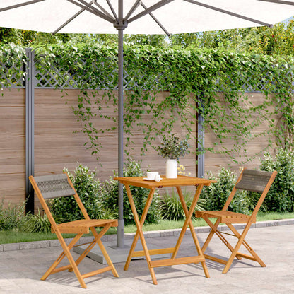 Set da Bistrot 3pz Grigio in Polipropilene e Legno Massello | homemem39