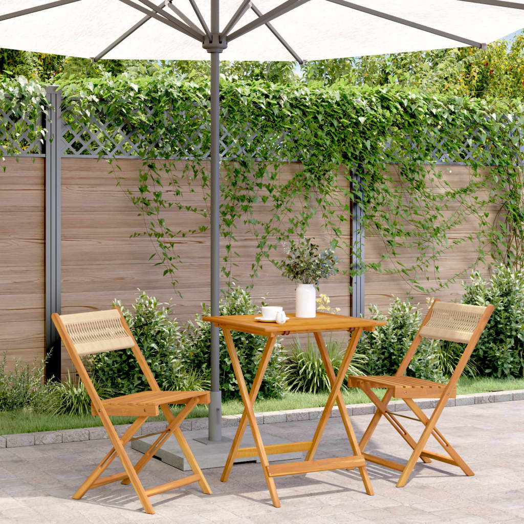 Set da Bistrot 3pz Beige in Polipropilene e Legno Massello | homemem39