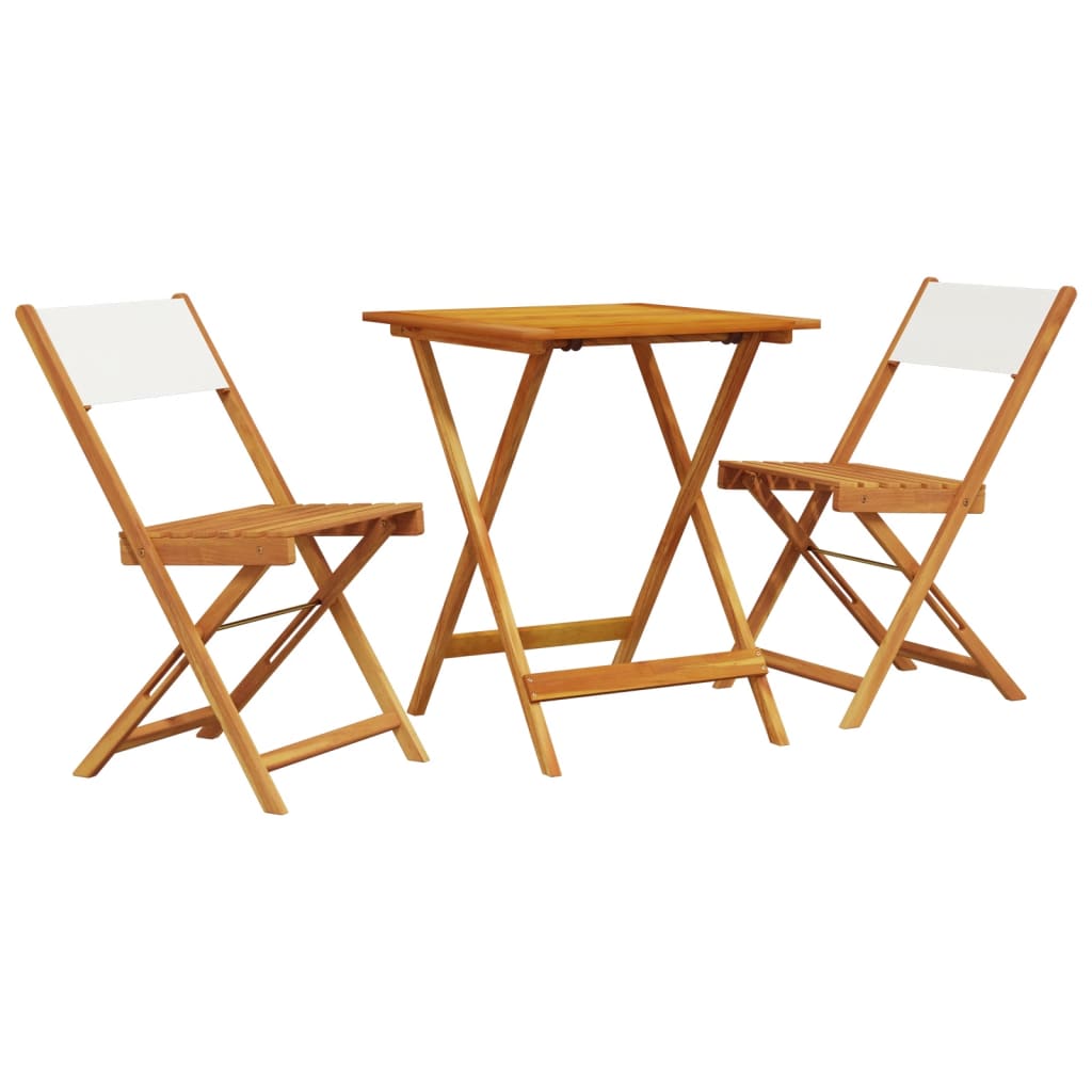 Set da Bistrot 3pz Bianco Crema in Tessuto e Legno Massello - homemem39