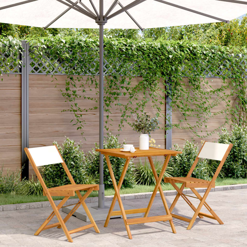 Set da Bistrot 3pz Bianco Crema in Tessuto e Legno Massello | homemem39