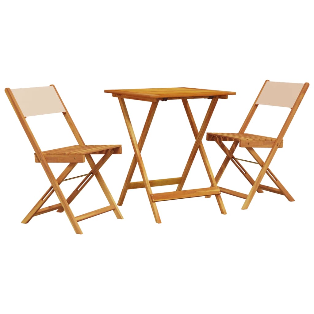 Set da Bistrot 3pz Beige in Tessuto e Legno Massello | homemem39
