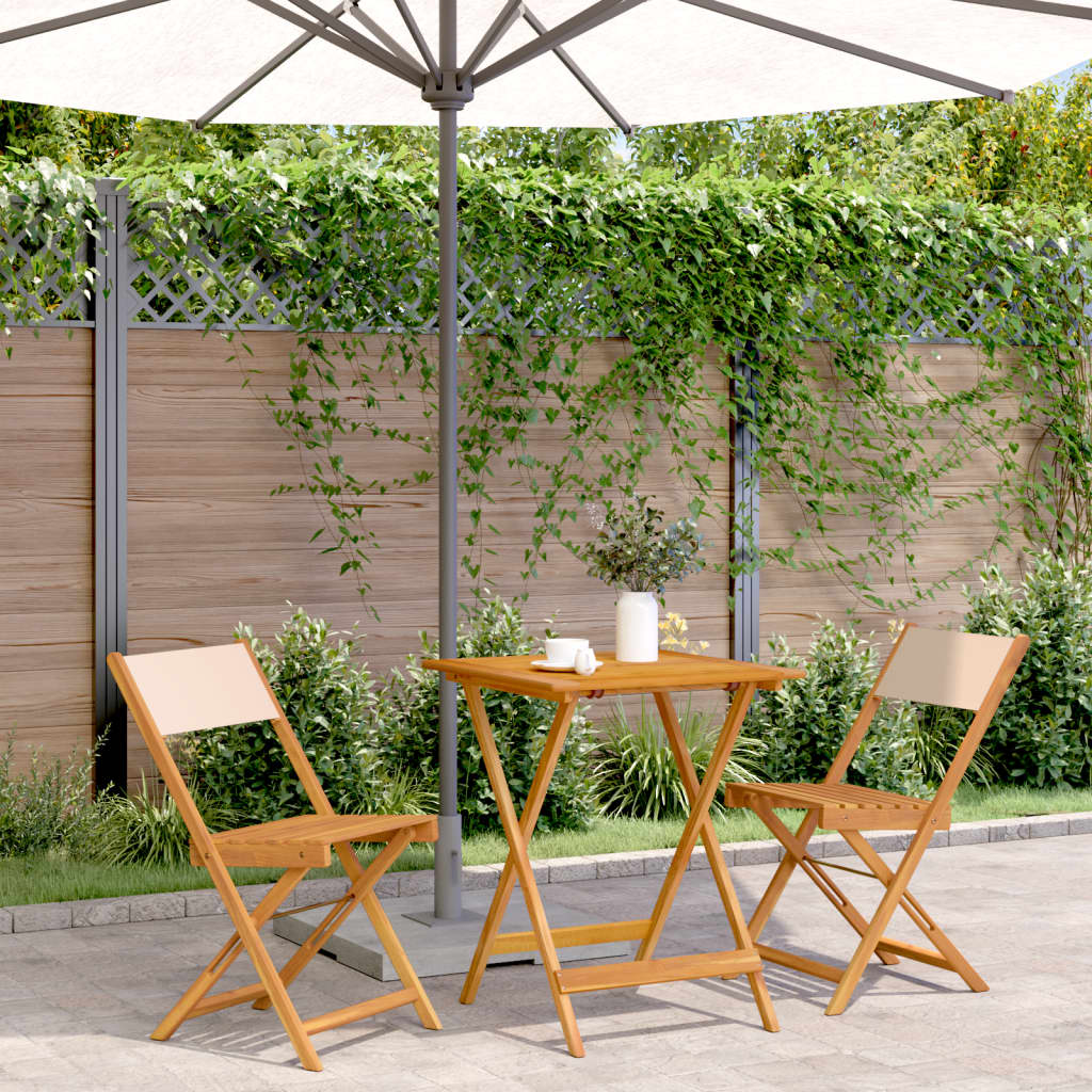 Set da Bistrot 3pz Beige in Tessuto e Legno Massello | homemem39
