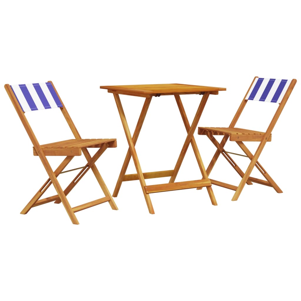 Set da Bistrot 3pz Blu e Bianco in Tessuto e Legno Massello | homemem39