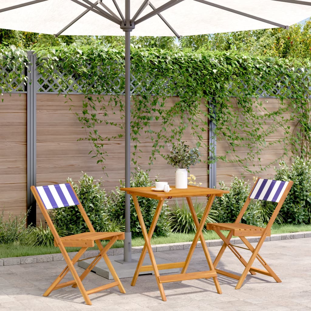 Set da Bistrot 3pz Blu e Bianco in Tessuto e Legno Massello | homemem39