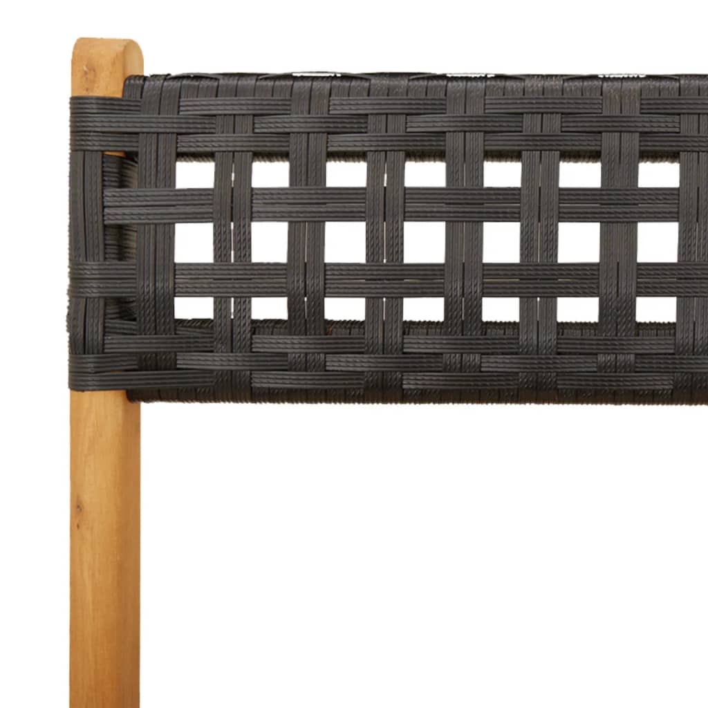 Set da Pranzo per Giardino 5pz Nero Polyrattan e Legno Massello | homemem39