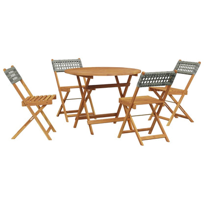 Set Pranzo da Giardino 5pz Grigio Polyrattan e Legno Massello | homemem39