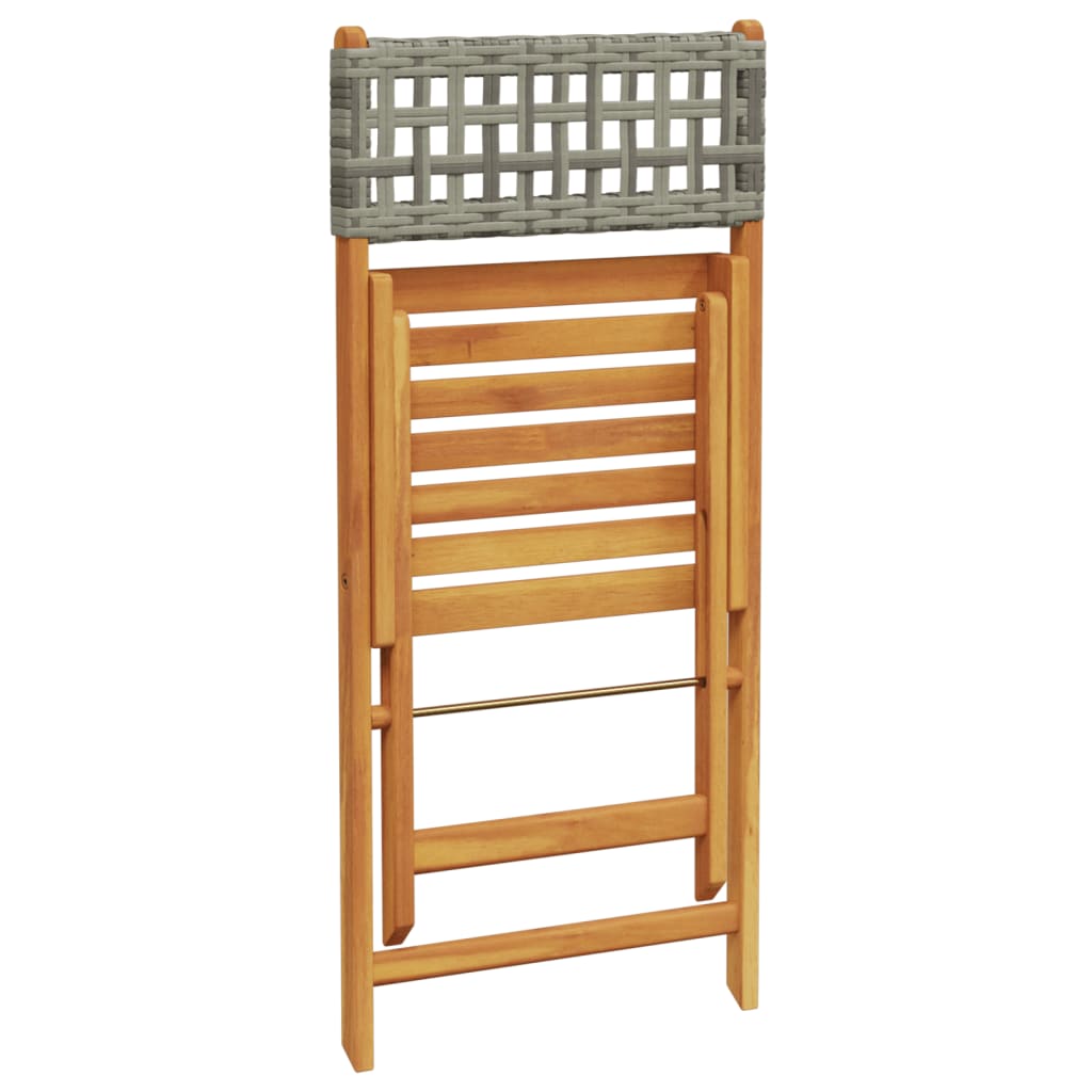 Set Pranzo da Giardino 5pz Grigio Polyrattan e Legno Massello | homemem39