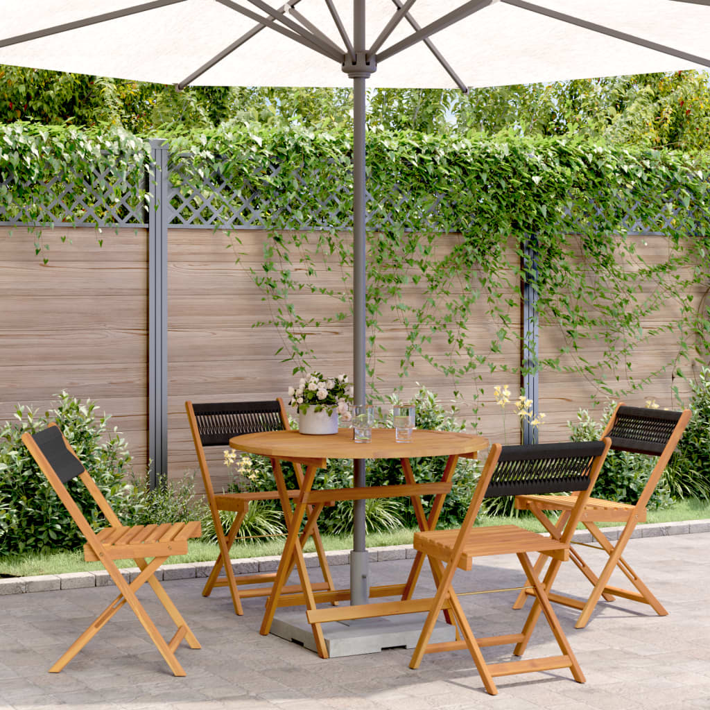 Set Pranzo da Giardino 5 pz Nero Polipropilene e Legno Massello | homemem39