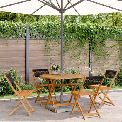 Set Pranzo da Giardino 5 pz Nero Polipropilene e Legno Massello | homemem39