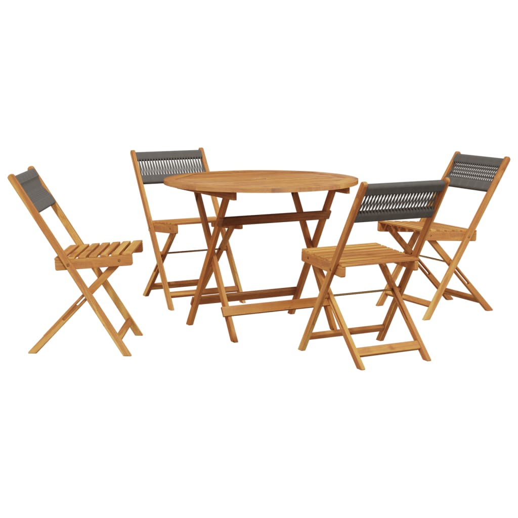 Set da Pranzo da Giardino 5 pz Polipropilene e Legno Massello | homemem39