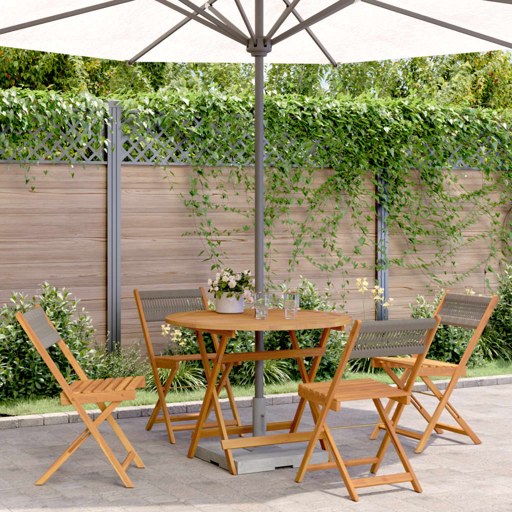 Set da Pranzo da Giardino 5 pz Polipropilene e Legno Massello | homemem39