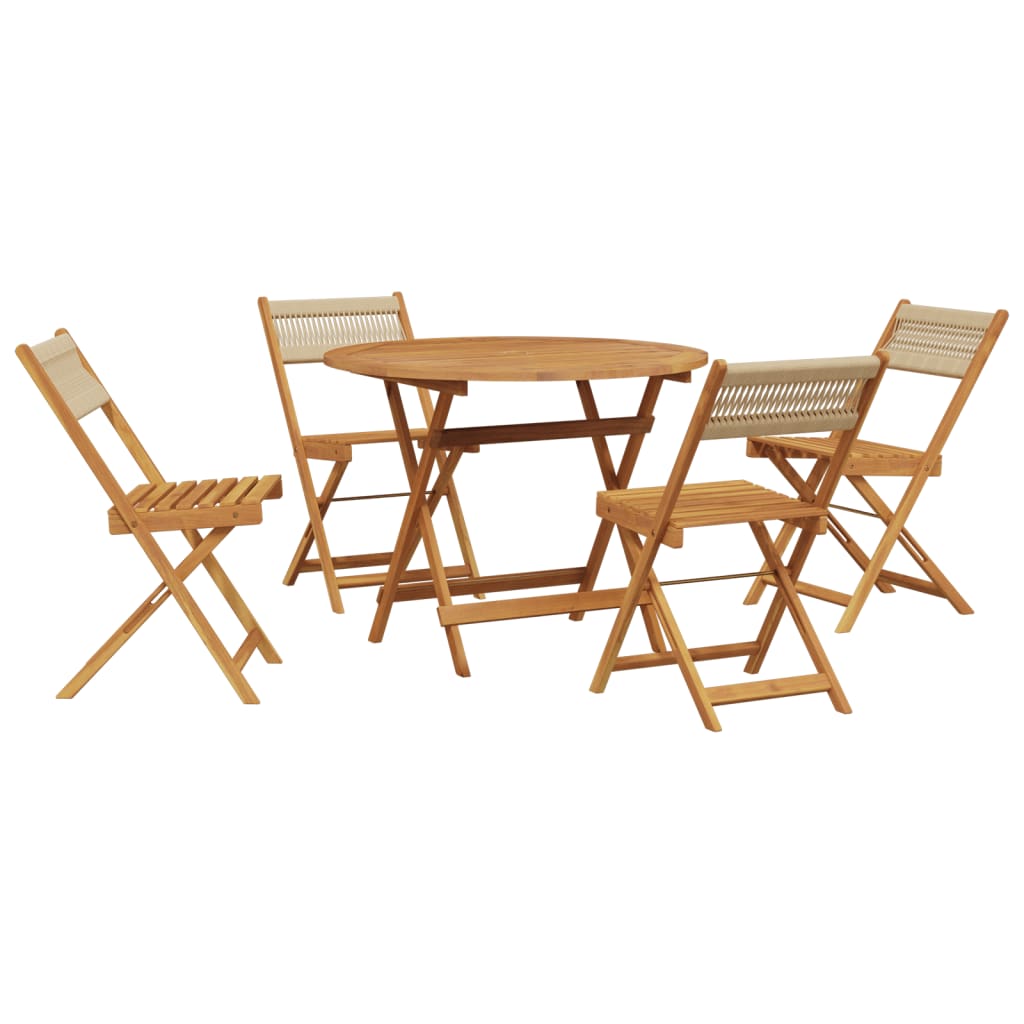Set Pranzo da Giardino 5 pz Beige Polipropilene/ Legno Massello | homemem39