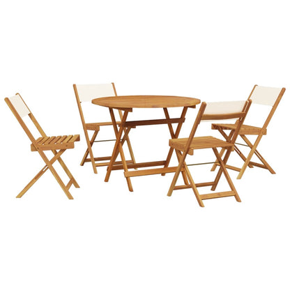 Set Pranzo da Giardino 5pz Crema in Tessuto e Legno Massello | homemem39