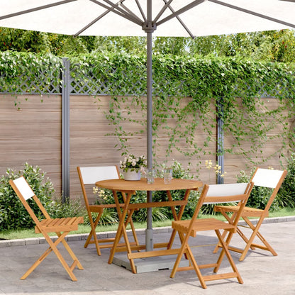 Set Pranzo da Giardino 5pz Crema in Tessuto e Legno Massello | homemem39