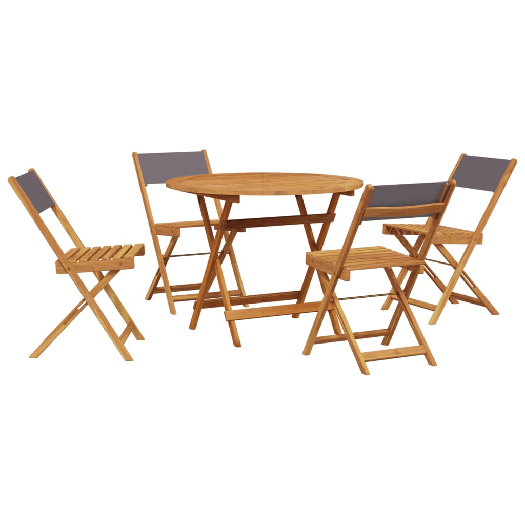 Set Pranzo da Giardino 5pz Antracite Tessuto e Legno Massello | homemem39