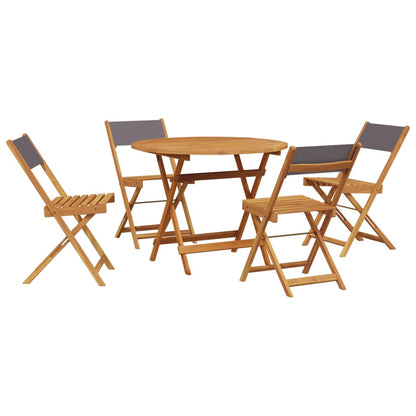 Set Pranzo da Giardino 5pz Antracite Tessuto e Legno Massello | homemem39