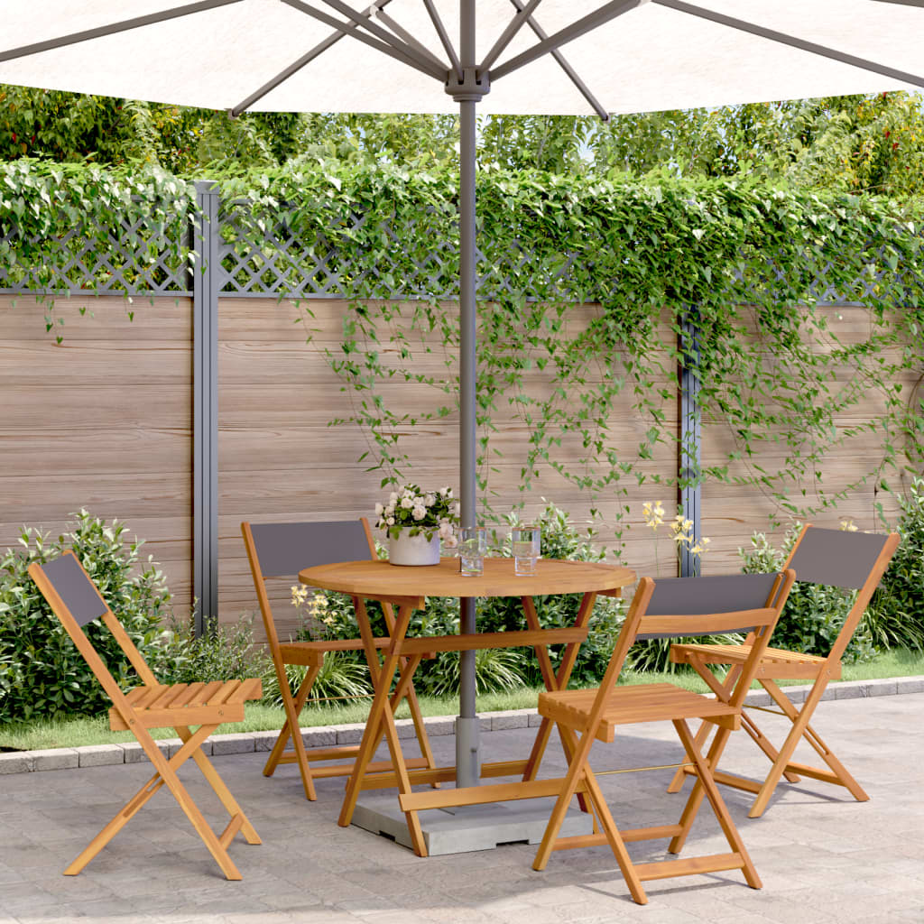 Set Pranzo da Giardino 5pz Antracite Tessuto e Legno Massello | homemem39