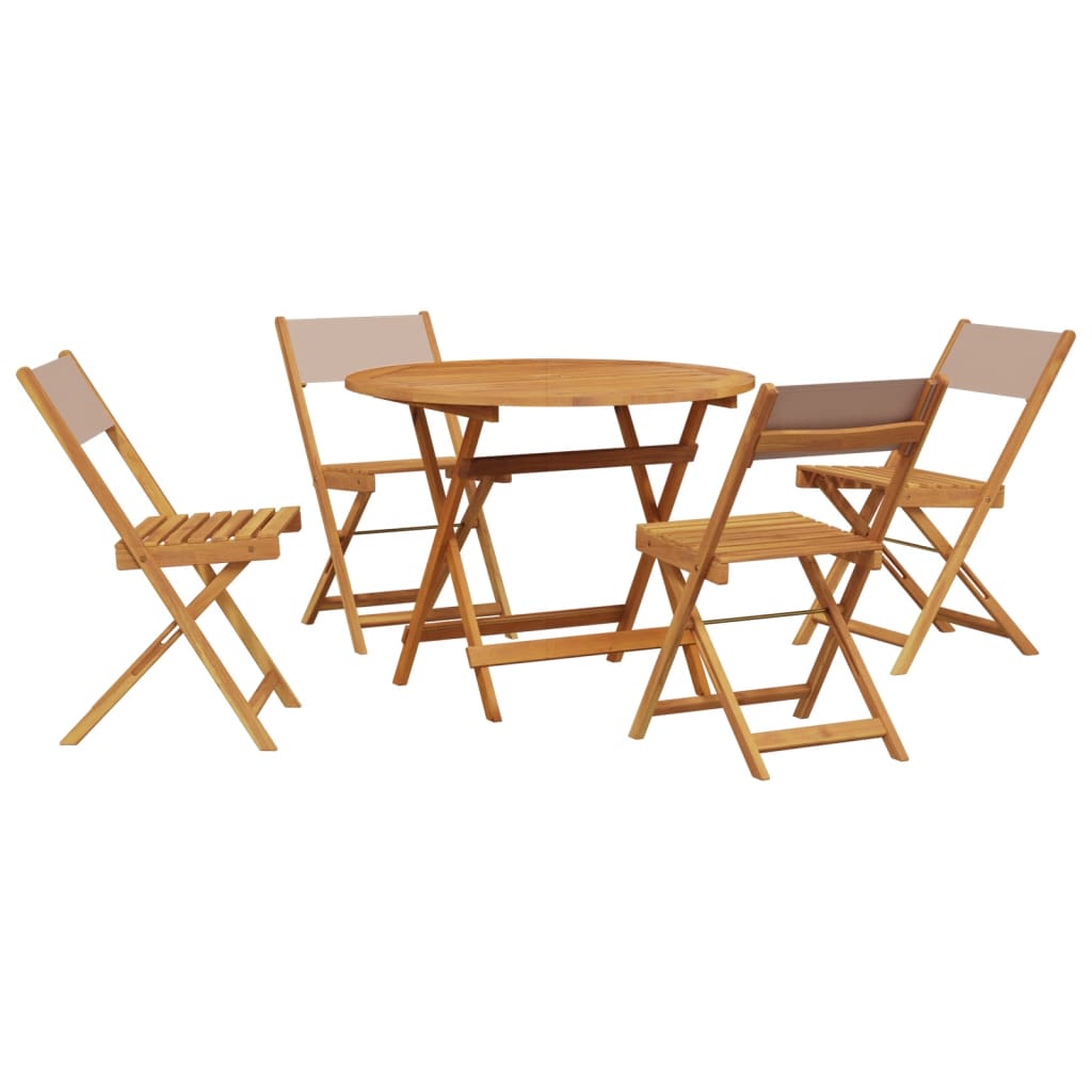 Set da Pranzo da Giardino 5 pz Tortora Tessuto e Legno Massello | homemem39