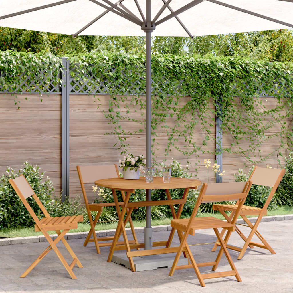 Set da Pranzo da Giardino 5 pz Tortora Tessuto e Legno Massello | homemem39